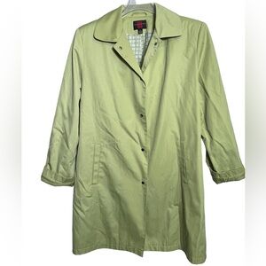 Gallery coat women’s size Large Lime Green trench coat‎ w/fun inner lining 💚